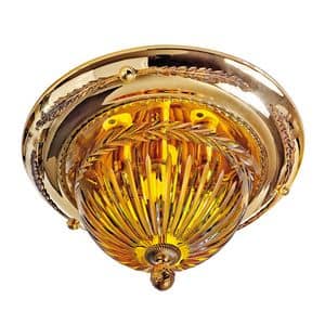 Art. 430/PLG, Plafoniera in oro sfumato, con cristallo ambra