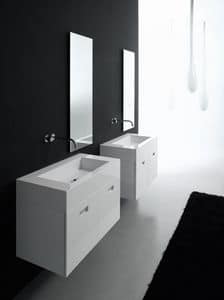 Infinity comp.1, Set da bagno, con 2 lavabi in materiale riciclabile