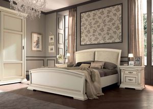 Art. 71BO13LT, Letto stile classico in legno, con testiera imbottita