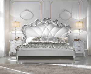 Beatrice Art. 7802 - 7803, Letto intagliato, finitura foglia argento