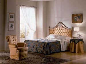 Cimabue letto, Letto intagliato, capitonn, foglia oro, camere classiche