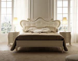 Eros 6080 letto, Letto in legno Tulipier, testiera imbottita in pelle, dallo stile classico contemporaneo
