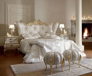 Matilde letto, Lussuoso ed elegante letto con dettagli oro sbiancato