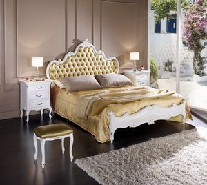 Regency letto, Letto in legno, con testiera imbottita