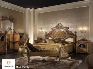 Vanity, Camera da letto classica di lusso, letto in legno massello