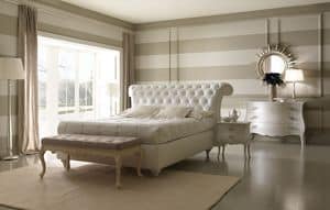 Via Montenapoleone 6050+6053 letto, Comodo letto in stile classico, con box contenitore, rivestito in pelle