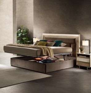 LUCE LIGHT letto con contenitore, Letto imbottito, con box contenitore