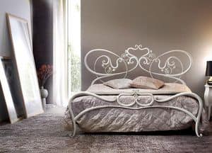 Armonia, Letto matrimoniale in metallo, linee curve, letto romantico