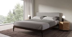 Apollo, Letto in legno con testiera imbottita