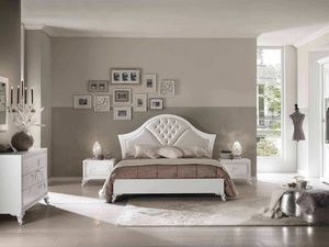 Camelia letto, Elegante letto in legno bianco