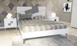 Flora, Letto con testiera imbottita, dal design geometrico