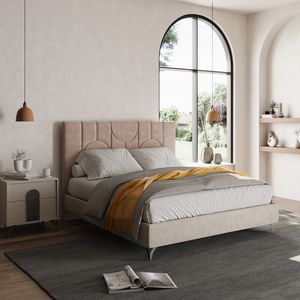 Grace letto, Letto moderno con testiera e giroletto imbottiti