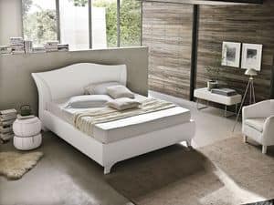 MADDALENA BD438, Letto matrimoniale moderno con testiera curva imbottita