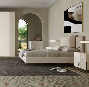 Musa letto, Letto contenitore moderno, imbottito