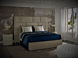 Myfair letto, Letto rivestito in pelle tortora