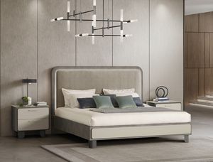 PERLA letto, Letto in legno, con testiera imbottita