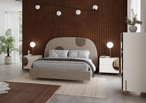 Sun letto, Letto moderno imbottito, con testiera arrotondata