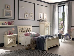 Art. 71BO01LT, Letto singolo in stile classico, con testiera intagliata e traforata