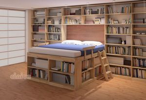 Biblioteca, Letto salvaspazio con scaffali