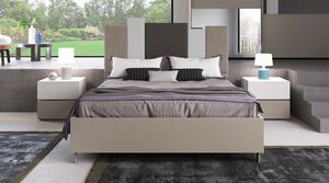 Elva, Letto minimal in legno con testiera imbottita