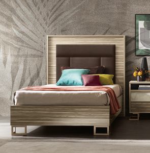 LUCE LIGHT letto singolo, Letto singolo in legno, gambe metallo