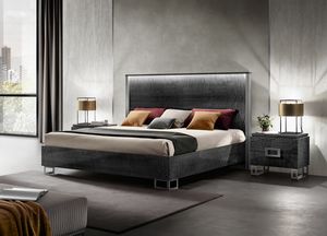 MODERNA letto, Letto moderno in legno, finitura grigio fum