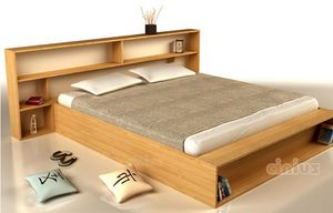 Slim, Letto salvaspazio con testiera contenitrice