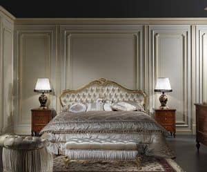 Art. 925 Letto Maggiolini, Letto in stile classico Maggiolini, con testata imbottita