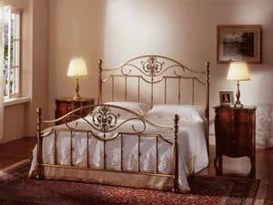 MATILDE 1261 , Letto classico, in ottone bronzo, per Camera d'albergo