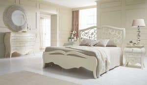 My Classic Dream - letto cod. 691, Letto in stile liberty, Letto interamente in legno, Letto con testiera traforata Camera hotel, Camera, Suite d'Albergo