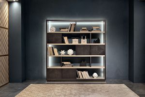 LB47 Desyo libreria, Libreria con scaffali in legno