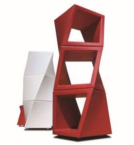 Twisty open, Libreria illuminata per salotto, libreria piantana per esterni