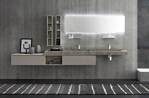 Lime 2.0 comp.04, Ampio mobile da bagno con doppio lavabo in HPL