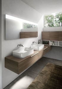 My time comp.07, Mobile da bagno con due lavabi in ceramica