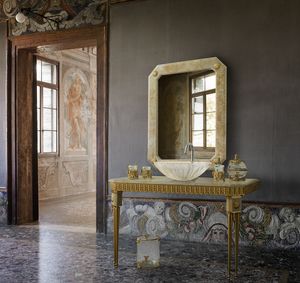 CONSOLLE BAGNO IN ONICE, Consolle da bagno con piano in onice