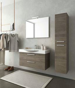 MANHATTAN M13, Mobile lavabo sospeso in legno con cassetti