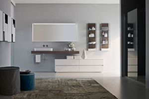 Ny comp.08, Arredo per bagno, componibile, con lavabo ovale in ceramica