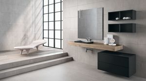 BLUES BL2.07, Arredo completo per bagno con cassettone nero opaco