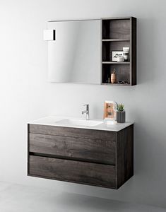 Duetto comp.03, Mobile salvaspazio per bagno con specchiera e mensola