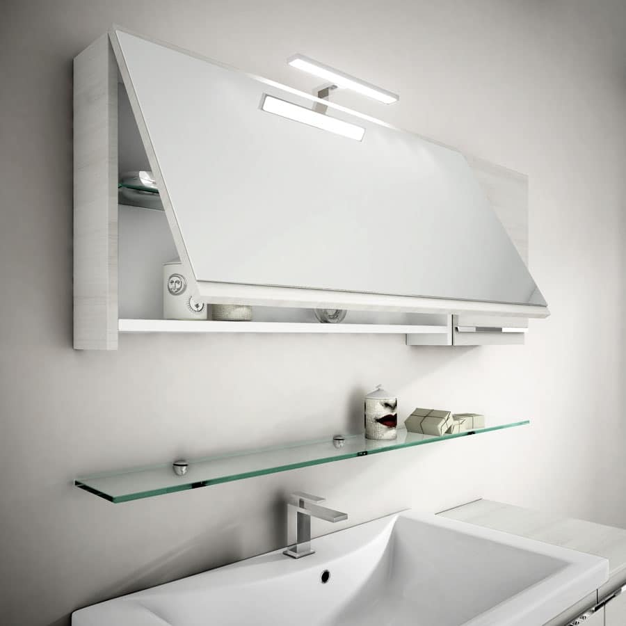 Mobile da bagno con specchio con apertura basculante