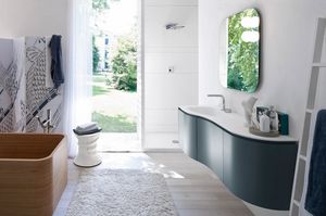 My seventy plus comp.10, Mobile da bagno con linee sinuose, senza maniglia