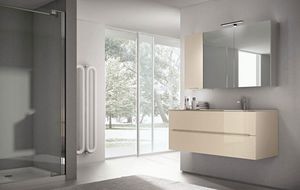 Smyle comp.01, Mobile da bagno con ampio specchio contenitore