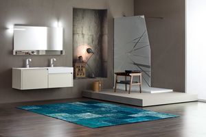 Tender comp.06, Mobile da bagno con doppio lavabo e vani portaoggetti