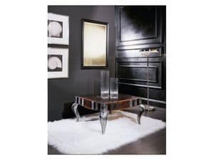 MIM quadro tavolino 8319T, Tavolino quadrato in legno, piano decorato, per salotto