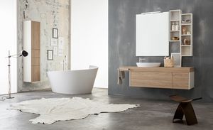 Kami comp.08, Mobile bagno modulare con colonne portaoggetti