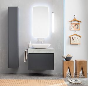 Kami comp.12, Mobile bagno modulare con colonna portaoggetti