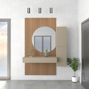 Ingresso 05.1, Mobile ingresso con pannellatura noce chiaro