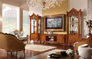 Prestige Plus PP76 PP77, Mobili porta tv in radica, con dettagli oro