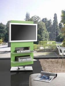 Rock, Mobile porta-tv in acciaio, con base girevole