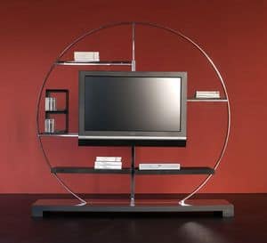 Tao TV holder, Porta tv in acciaio e laminato, per salotti di lusso